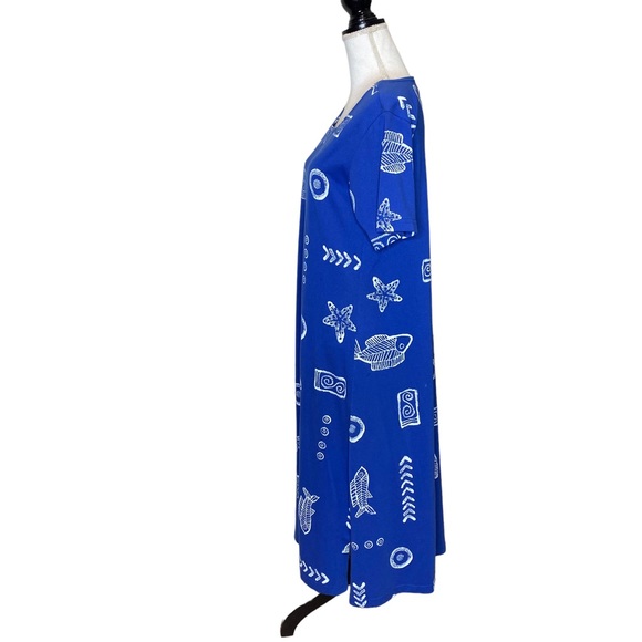 VINTAGE Coconut Bay Blue Tropical Fish Print Dress - Picture 6 of 6